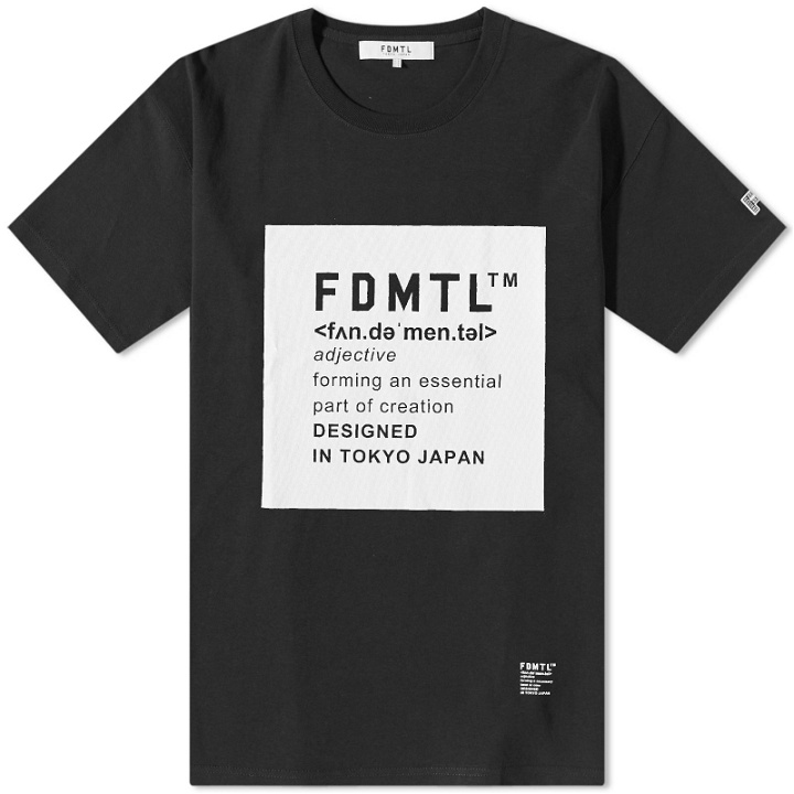Photo: FDMTL Men's Square Logo T-Shirt in Sumi