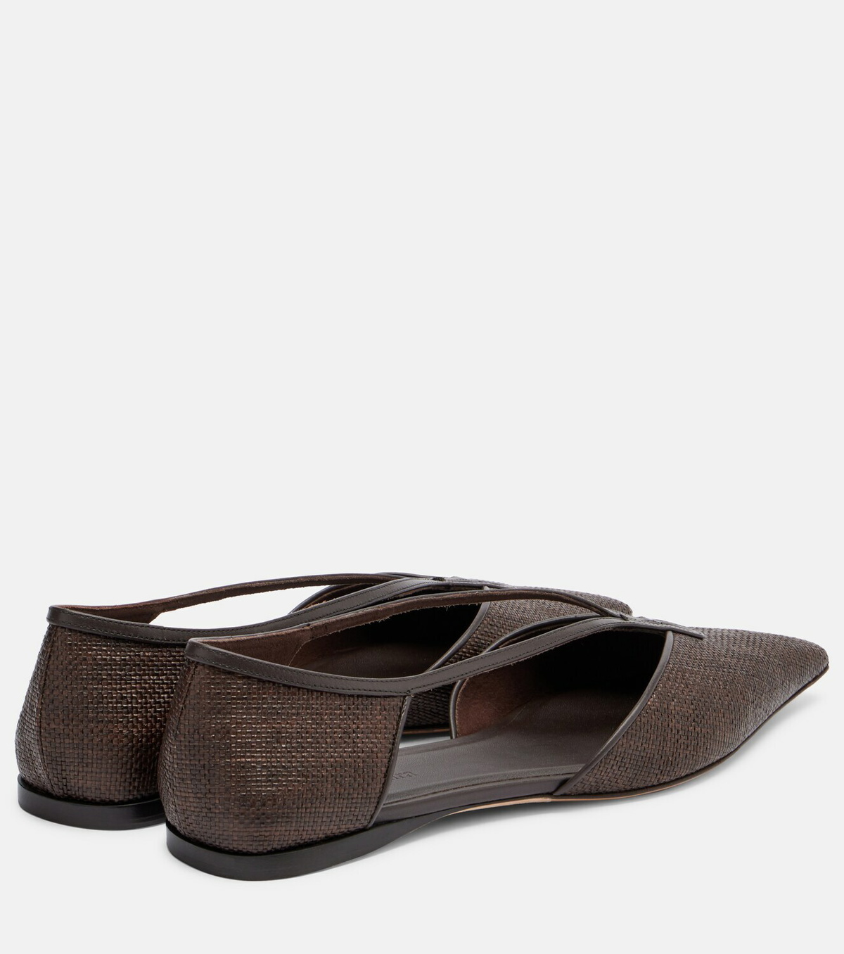 Max Mara Volpino leather-trimmed woven ballet flats