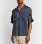 Barena - Camp-Collar Patchwork Striped Linen and Cotton-Blend Shirt - Blue