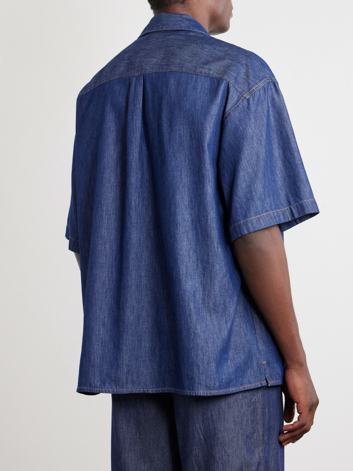 LOEWE - Camp-Collar Anagram-Detail Denim Shirt - Blue