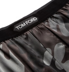 TOM FORD - Camouflage-Print Stretch-Silk Boxer Shorts - Brown