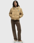 Sporty & Rich Crown Logo Hooded Puffer Jacket Brown Womens Down & Puffer Jacket