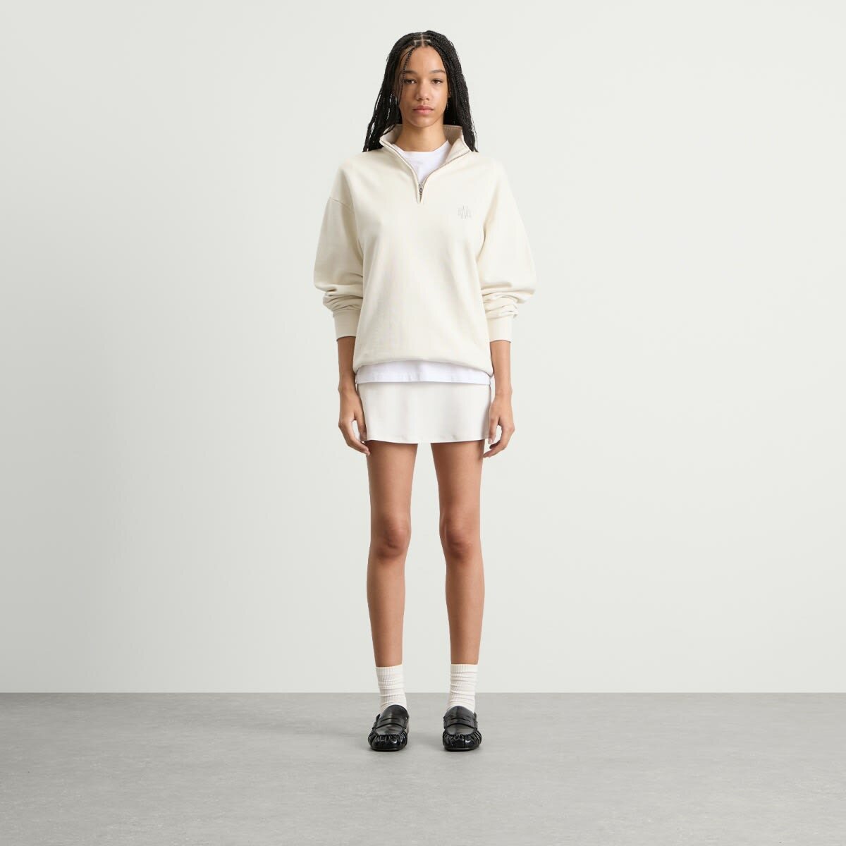 END. Slice Half Zip Sweat in Smoke White