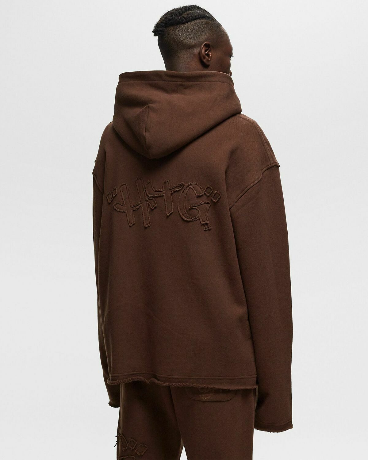 Honor The Gift Script Embroidered Hoodie Brown Hoodies