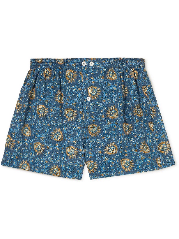 Photo: Anonymous ism - Slim-Fit Printed Woven Boxer Shorts - Blue