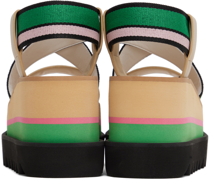 STELLAMCCARTNEY Womens Green Logo Comfort Round Toe Platform Slip On Slide Sandals Shoes