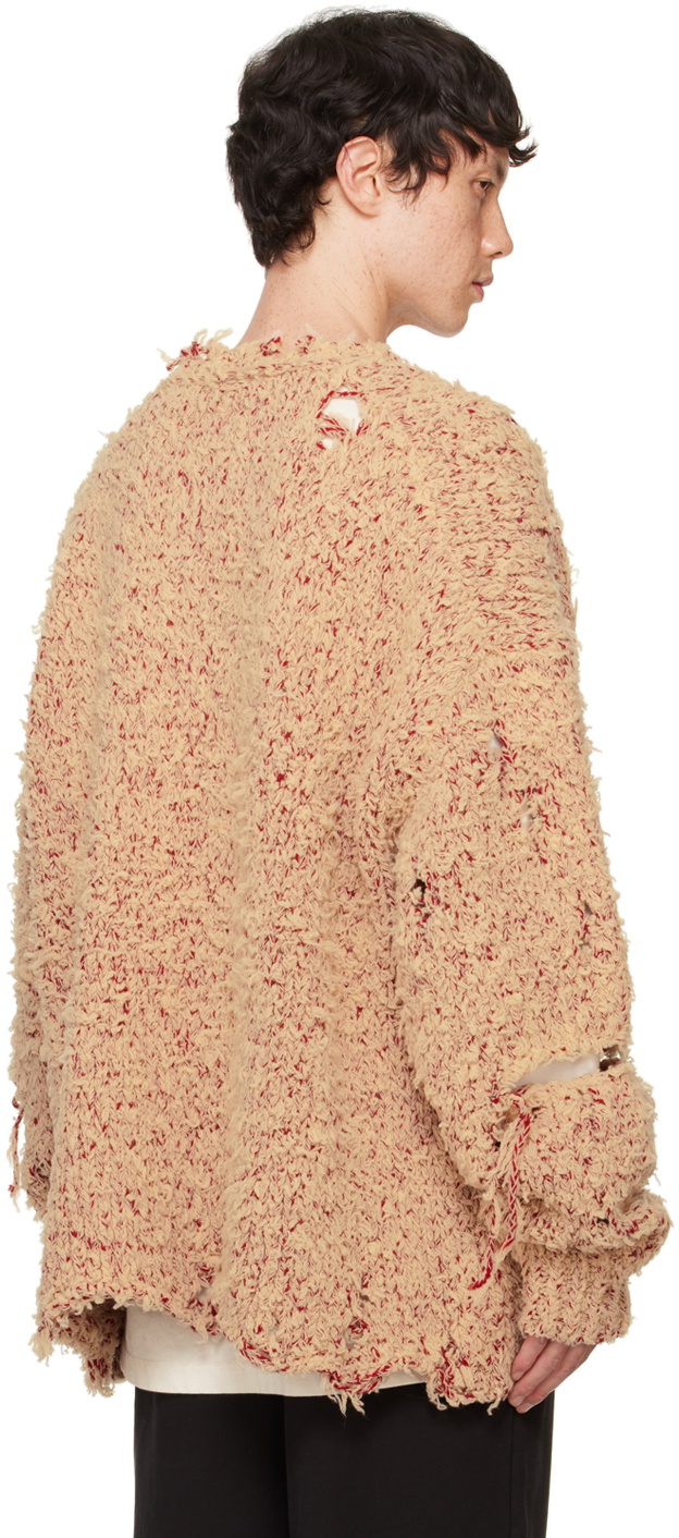 doublet Beige Oversized Damaged Sweater