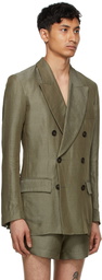 Carlota Barrera Khaki Lightweight Double-Breasted Blazer