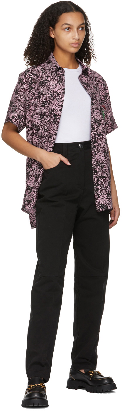 SSENSE WORKS SSENSE Exclusive Jeremy O. Harris Black & Pink Rose Bowling Shirt