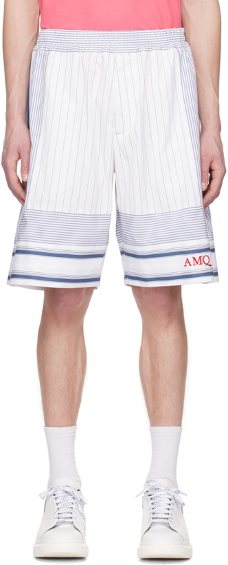 Photo: Alexander McQueen White & Blue Striped Shorts