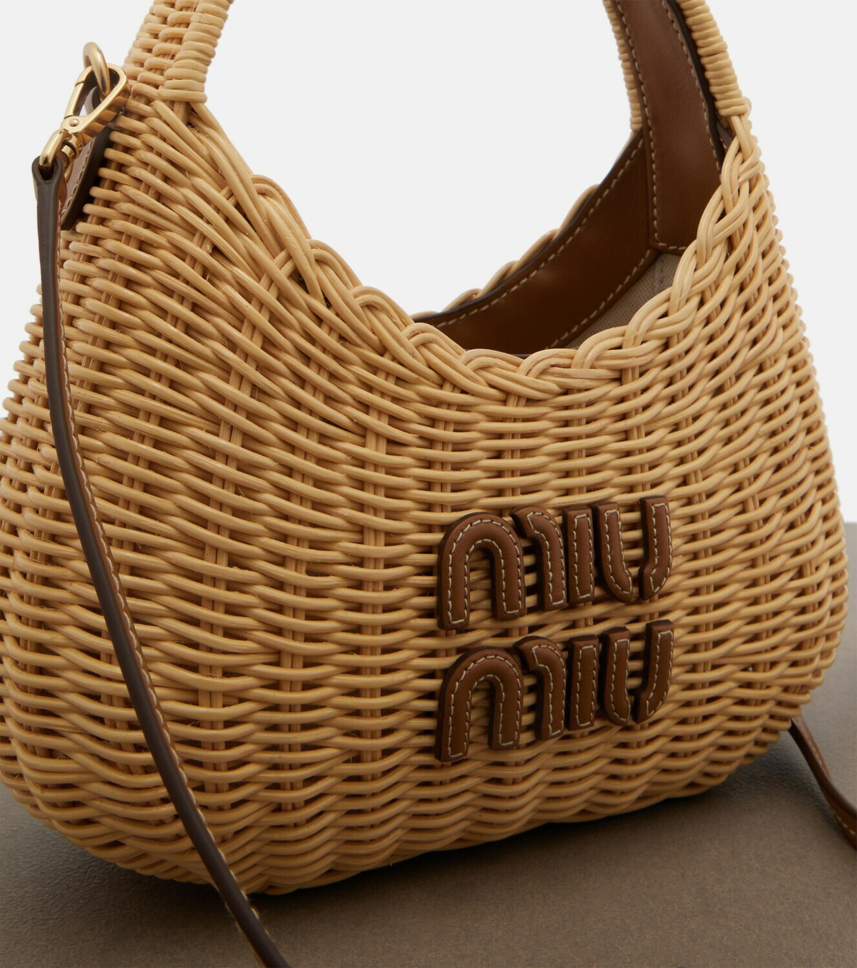 Miu Miu Wander wicker top-handle bag