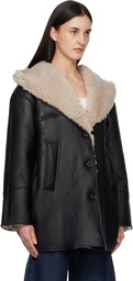 ALAÏA Black Hooded Shearling Parka Jacket