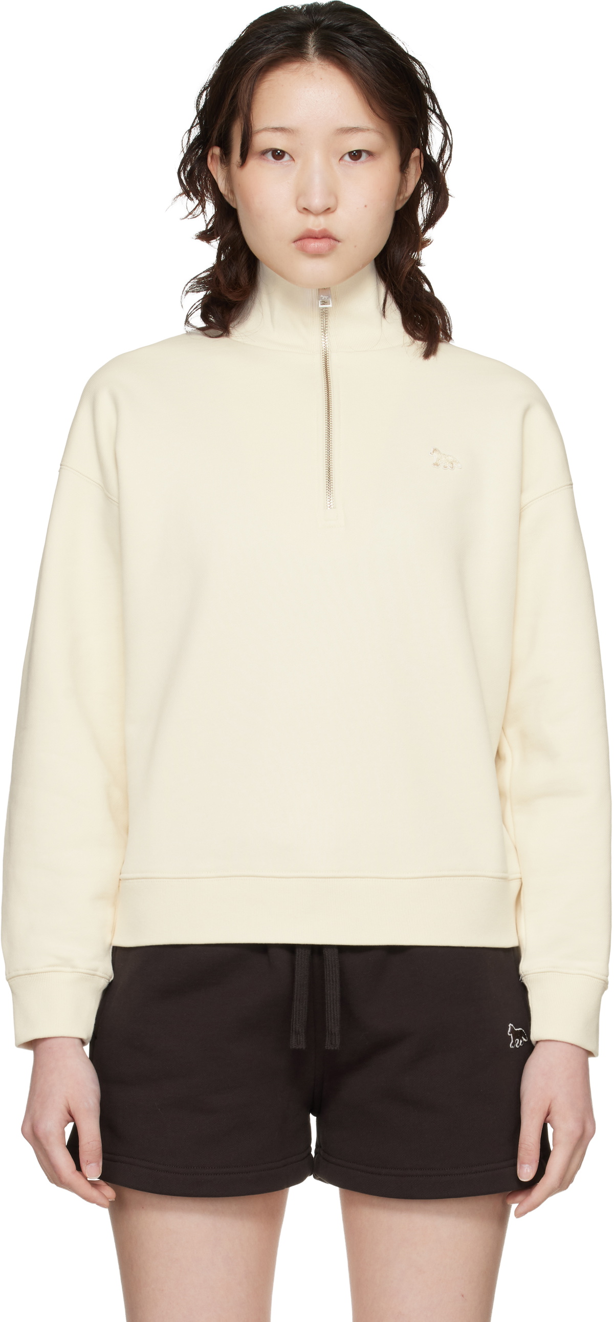 Maison Kitsuné Off-White Baby Fox Half Zip Sweatshirt