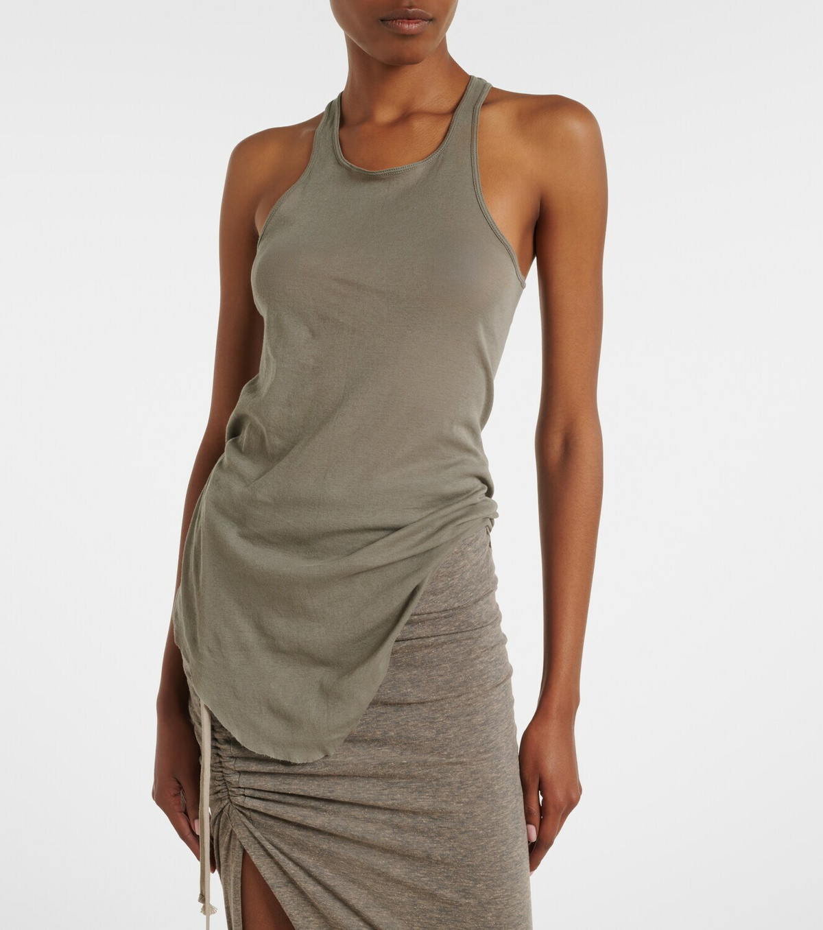 Rick Owens Ribbed-knit cotton tank top