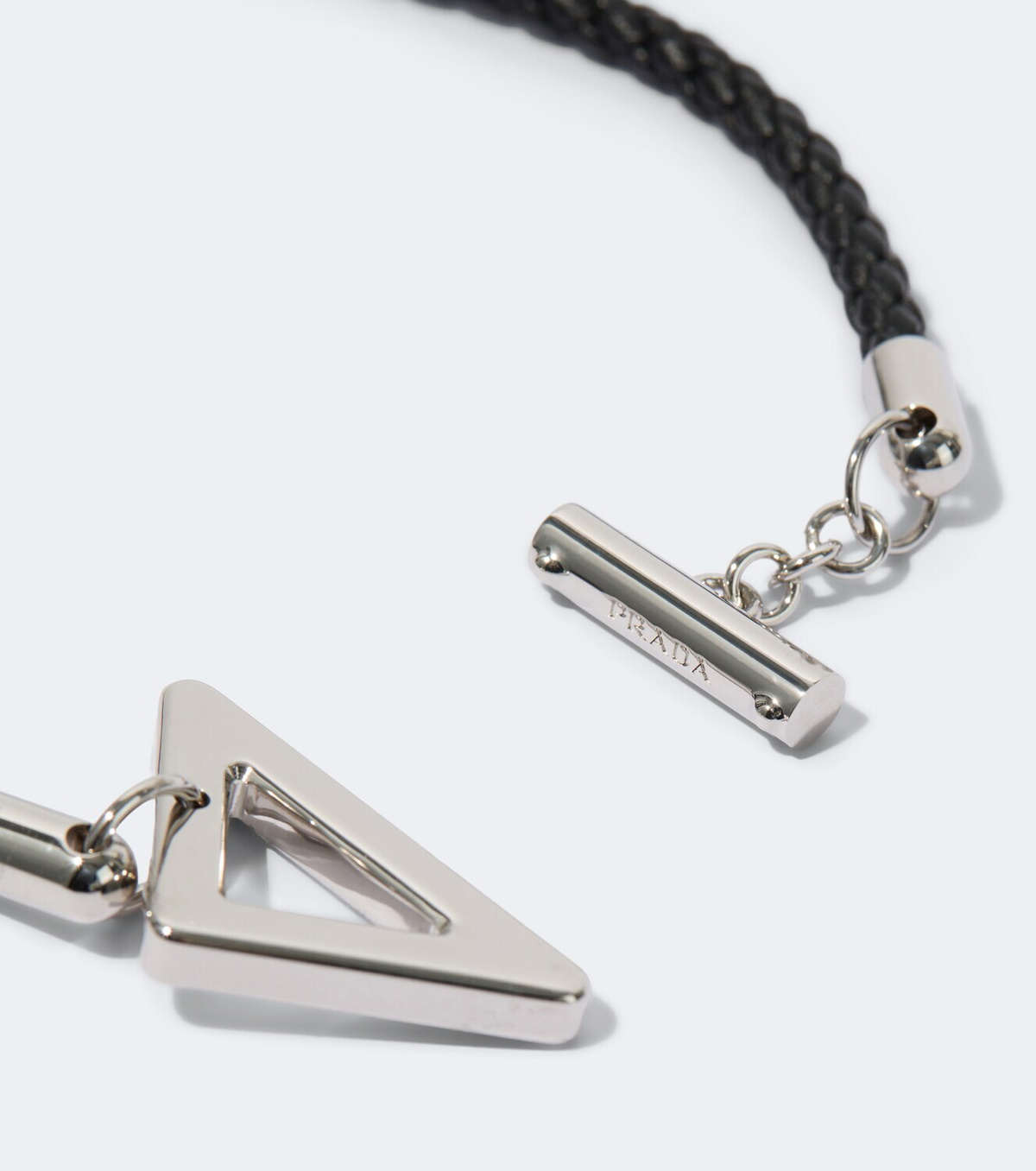 Prada Logo braided leather bracelet