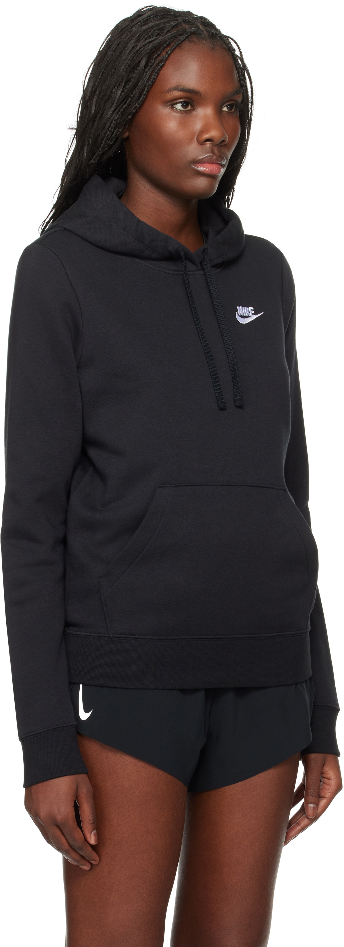 black nike club fleece hoodie