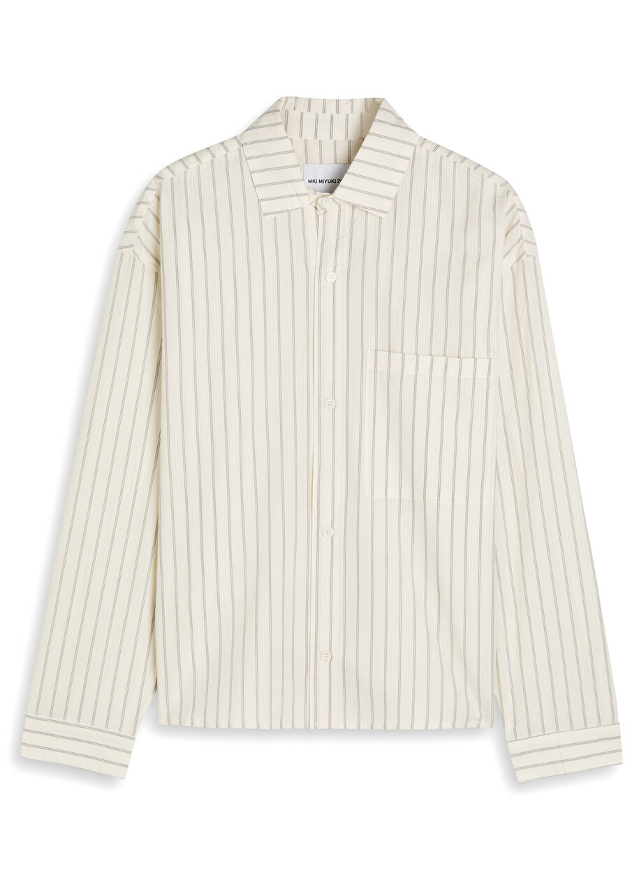 Mki Miyuki Zoku Box Dress Striped Seersucker Shirt Off White