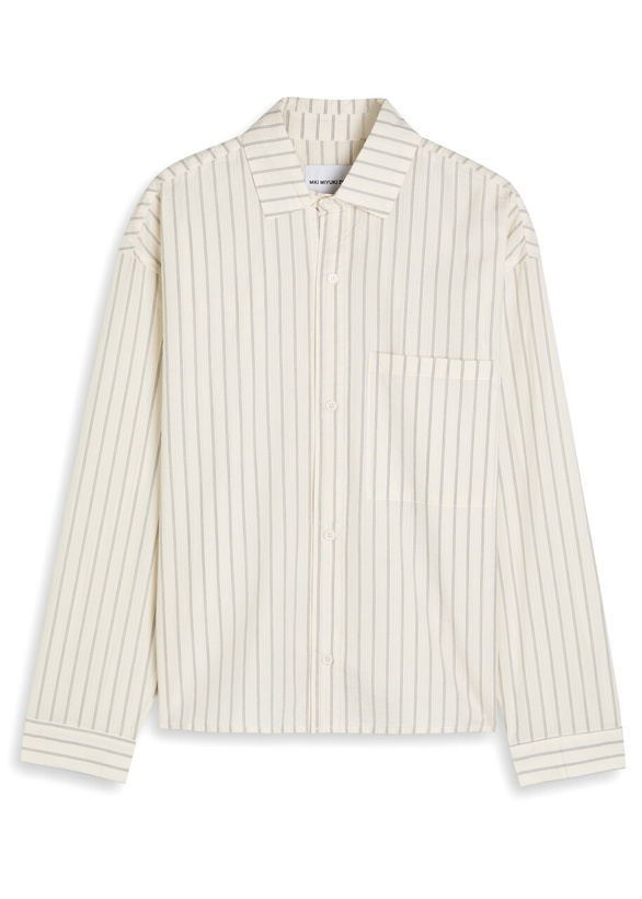 Photo: Mki Miyuki Zoku Box Dress Striped Seersucker Shirt Off White