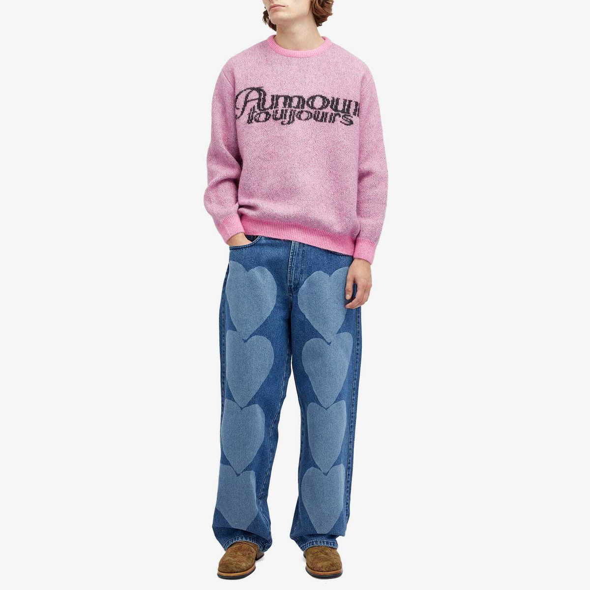 Carne Bollente Men's Mon Amour Toujours Crew Knit in Pink