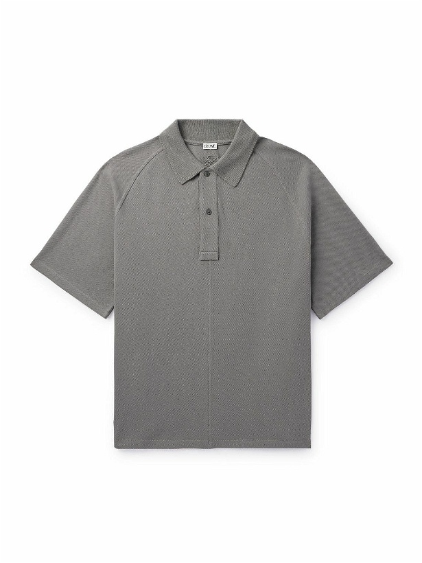 Photo: LOEWE - Logo-Embroidered Cotton-Piqué Polo Shirt - Gray