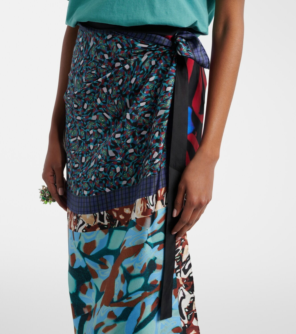 Dries Van Noten Scarfy printed silk wrap skirt