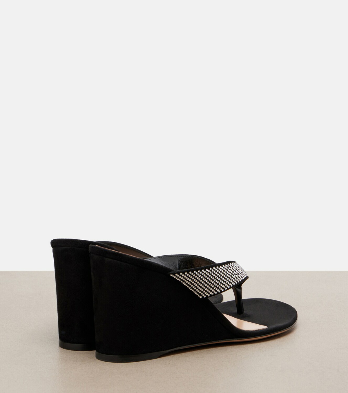 Gianvito Rossi Crystal-embellished suede wedge thong sandals