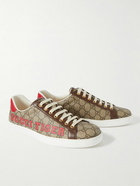 GUCCI - New Ace Printed Monogrammed Coated-Canvas Sneakers - Brown