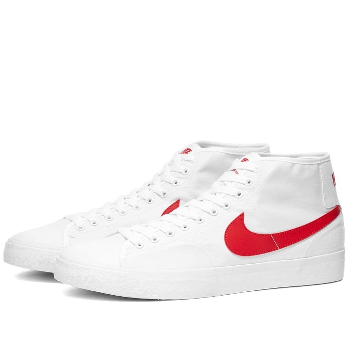 Photo: Nike SB Men's Court Mid Sneakers in White/Univ Red