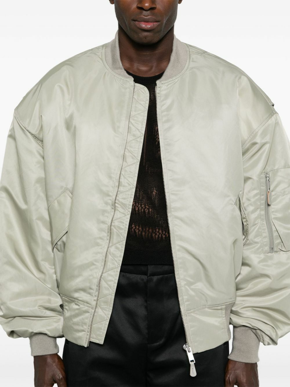 ENTIRE STUDIOS Grey Satin Bomber Jacket