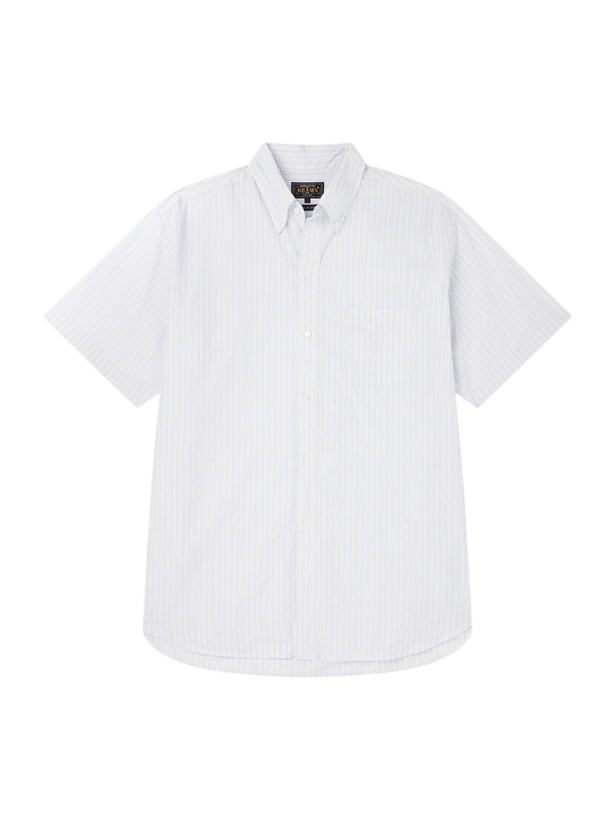 Photo: Beams Plus - Button-Down Collar Striped Cotton Shirt - White