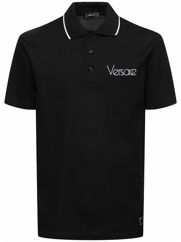 Photo: VERSACE Logo Cotton Piquet Polo