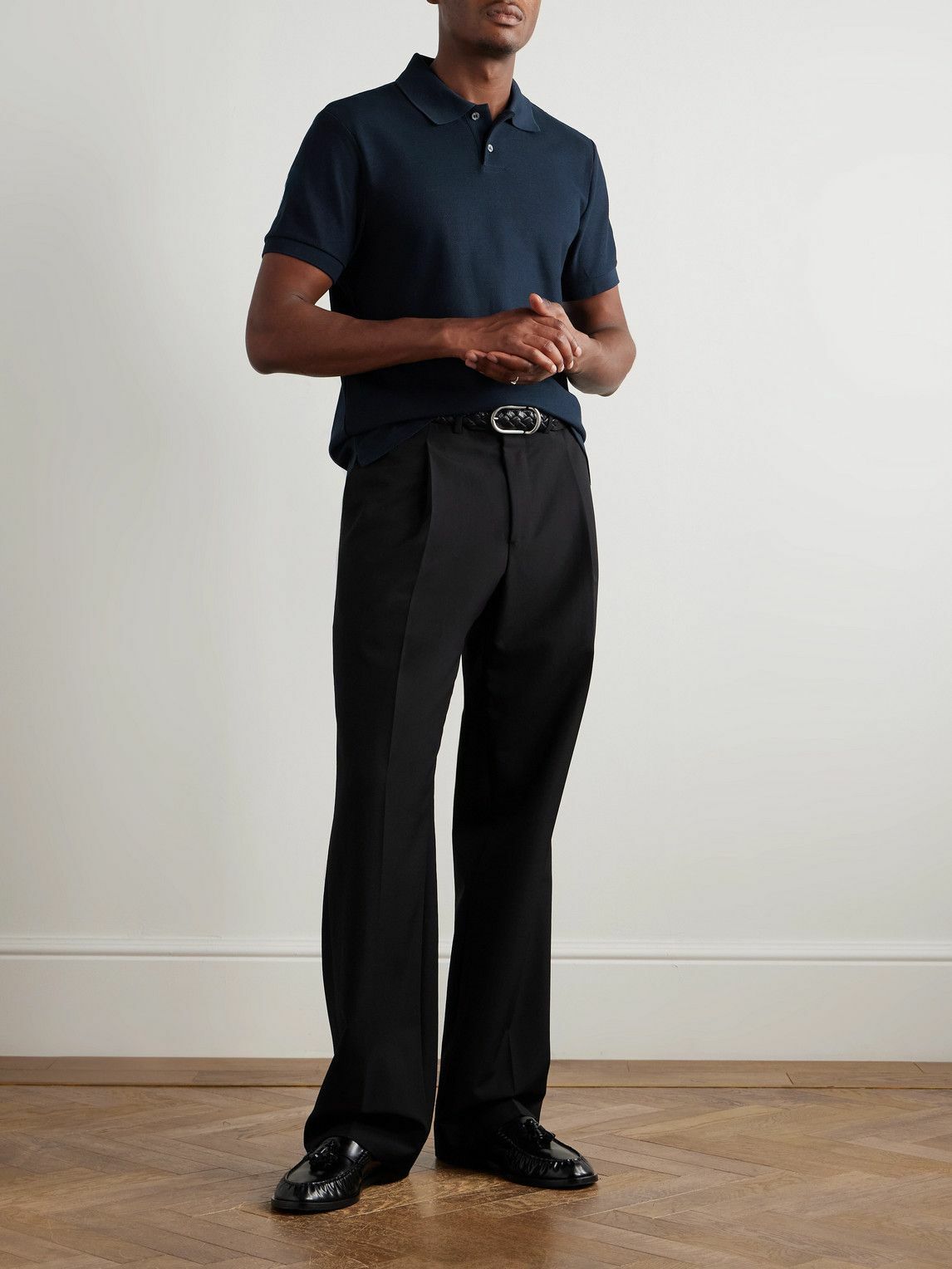 Dunhill - Logo-Embroidered Cotton-Piqué Polo Shirt - Blue