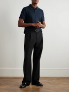 Dunhill - Logo-Embroidered Cotton-Piqué Polo Shirt - Blue