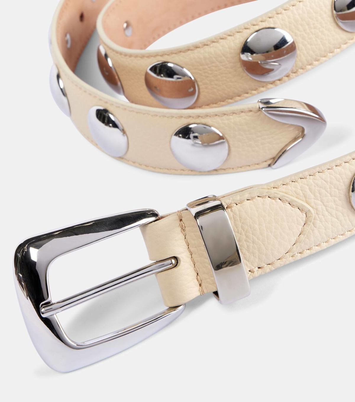 【関税込み】KHAITE ベージュ Benny スタッズベルト Khaite Benny studded leather belt Khaite