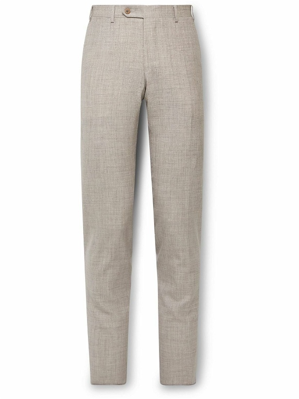Photo: Canali - Straight-Leg Wool, Silk and Linen-Blend Suit Trousers - Neutrals