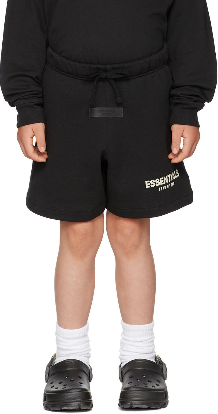 Essentials Kids Black Logo Shorts
