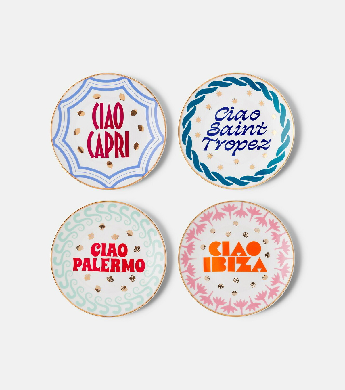 Bitossi Ciao Mondo set of 4 porcelain plates