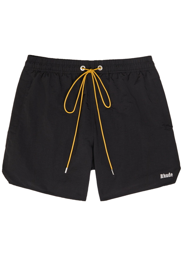 Photo: Rhude Classic Logo-embroidered Nylon Swim Shorts Black And White