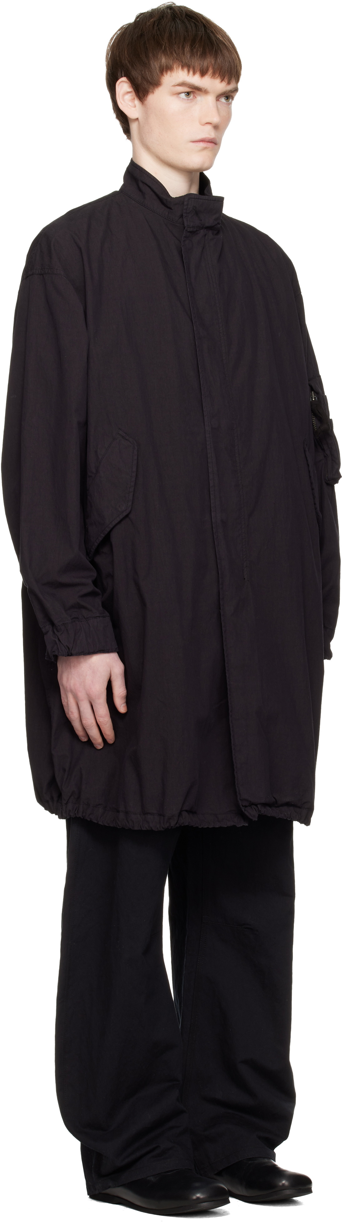COOR Black Garment Dyed Fishtail Parka Coat