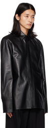 Ferragamo Black Paneled Leather Shirt