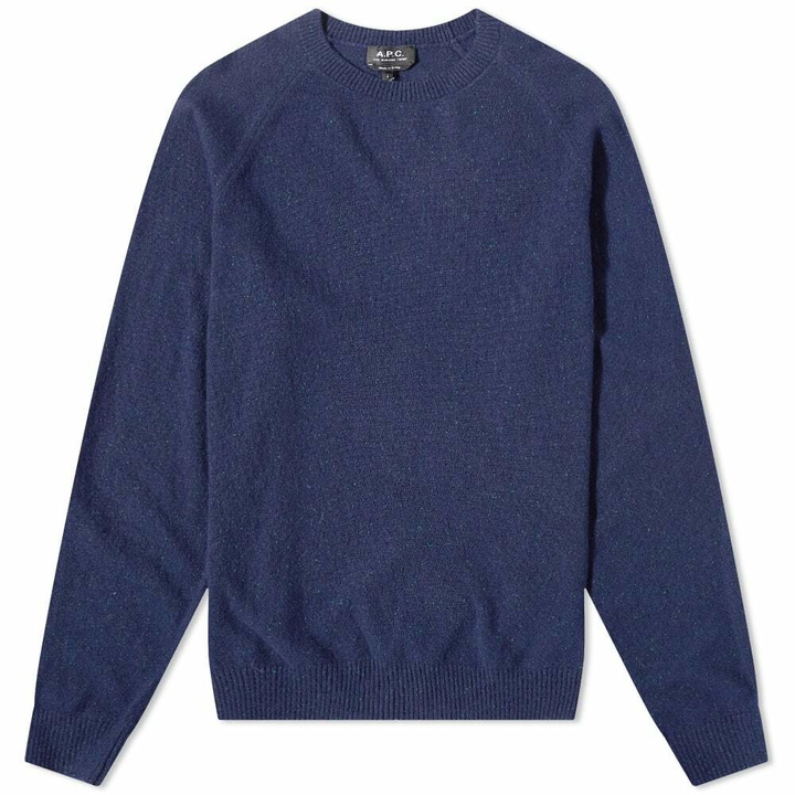 Photo: A.P.C. Men's Tommy Donegal Crew Knit in Marine