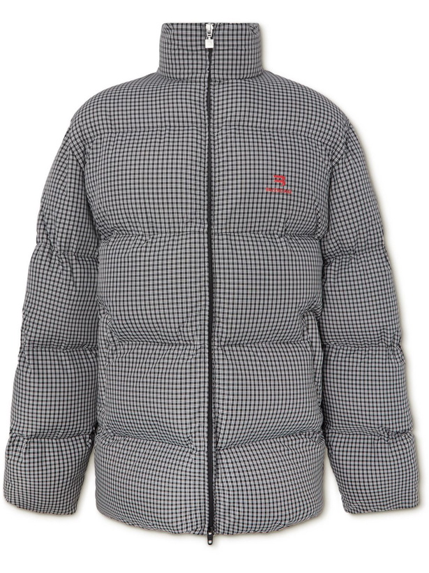 Photo: Balenciaga - Oversized Logo-Embroidered Quilted Padded Checked Shell Jacket - Black