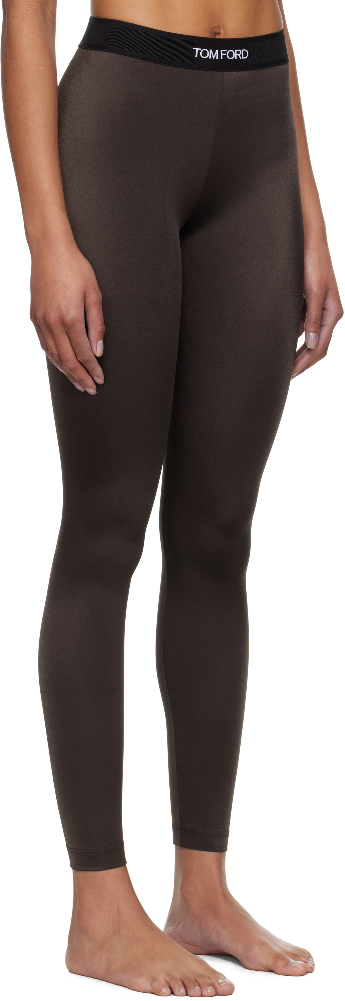 TOM FORD Brown Lustrous Signature Leggings