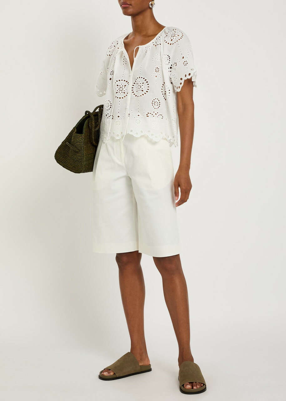 Matteau Pleated Straight-leg Stretch-twill Shorts Off White