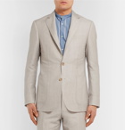 Canali - Stone Kei Slim-Fit Wool and Linen-Blend Suit Jacket - Men - Beige