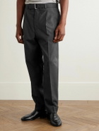 Officine Générale - Hugo Tapered Belted Virgin Wool Suit Trousers - Gray