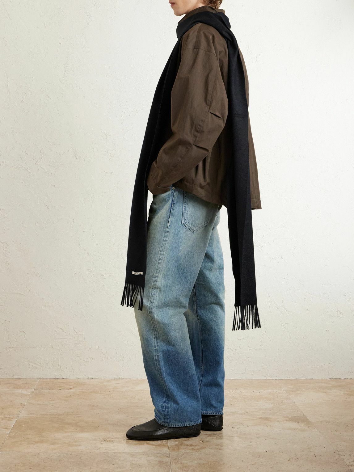 AURALEE Black Baby Cashmere Long Stole Scarf Auralee