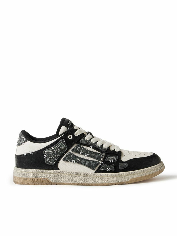 Photo: AMIRI - Skel-Top Appliquéd Leather and Bandana-Print Canvas Sneakers - Black