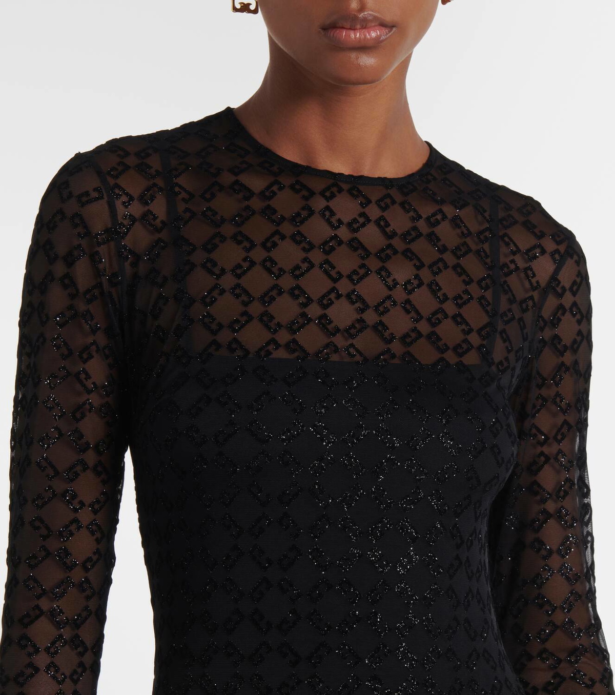 Givenchy Monogram 72 Glitter layered midi dress Givenchy
