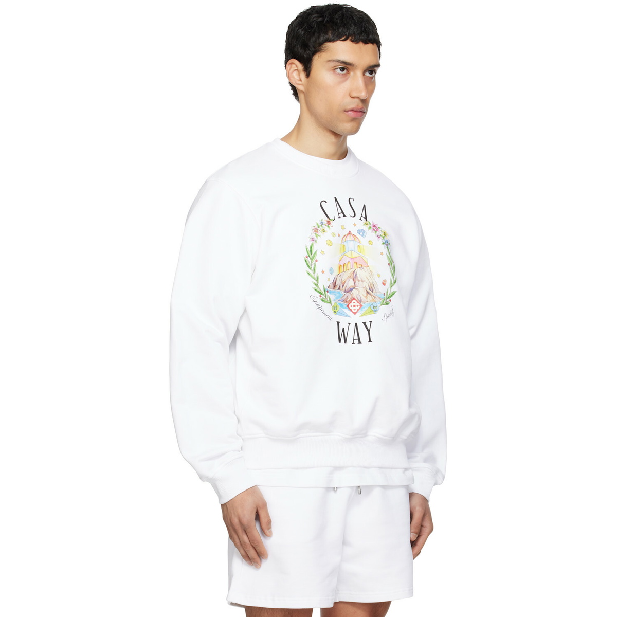 Casablanca White 'Casa Way' Crew Neck Sweatshirt